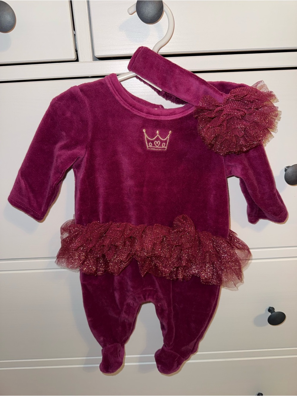 Velvet Plum Tutu One-Piece with Headband - Kids